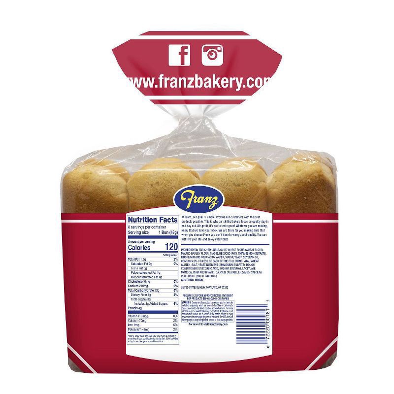 slide 2 of 6, Franz Hot Dog Buns, 8 ct; 13.5 oz