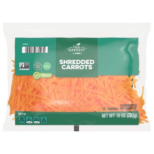 slide 1 of 1, Peak Harvest shredded carrots, 10 oz