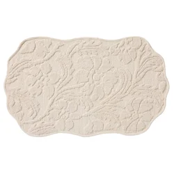 Room & Retreat Della Shaped Floral Bathmat, 20 In X 32 In, Cream
