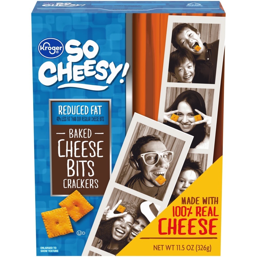 slide 1 of 1, Kroger So Cheesy! Reduced Fat Baked Cheese Bits Crackers, 11.5 oz