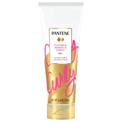 Pantene Flexible Waves & Curls Gel, Tames Flyaways, Defines Waves and Curls for Touchable, Frizz-Free Definition, 6.8 oz