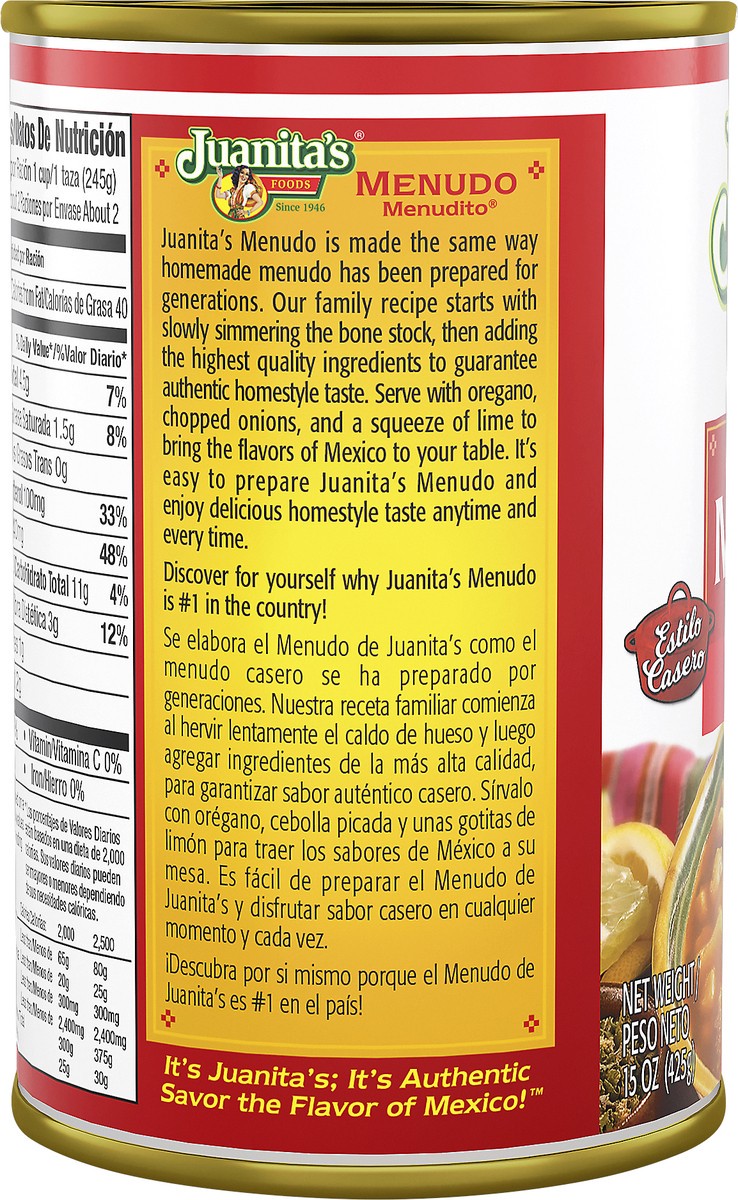 slide 5 of 6, Juanita's Original Menudo, Canned Menudo, 15 oz, 15 oz