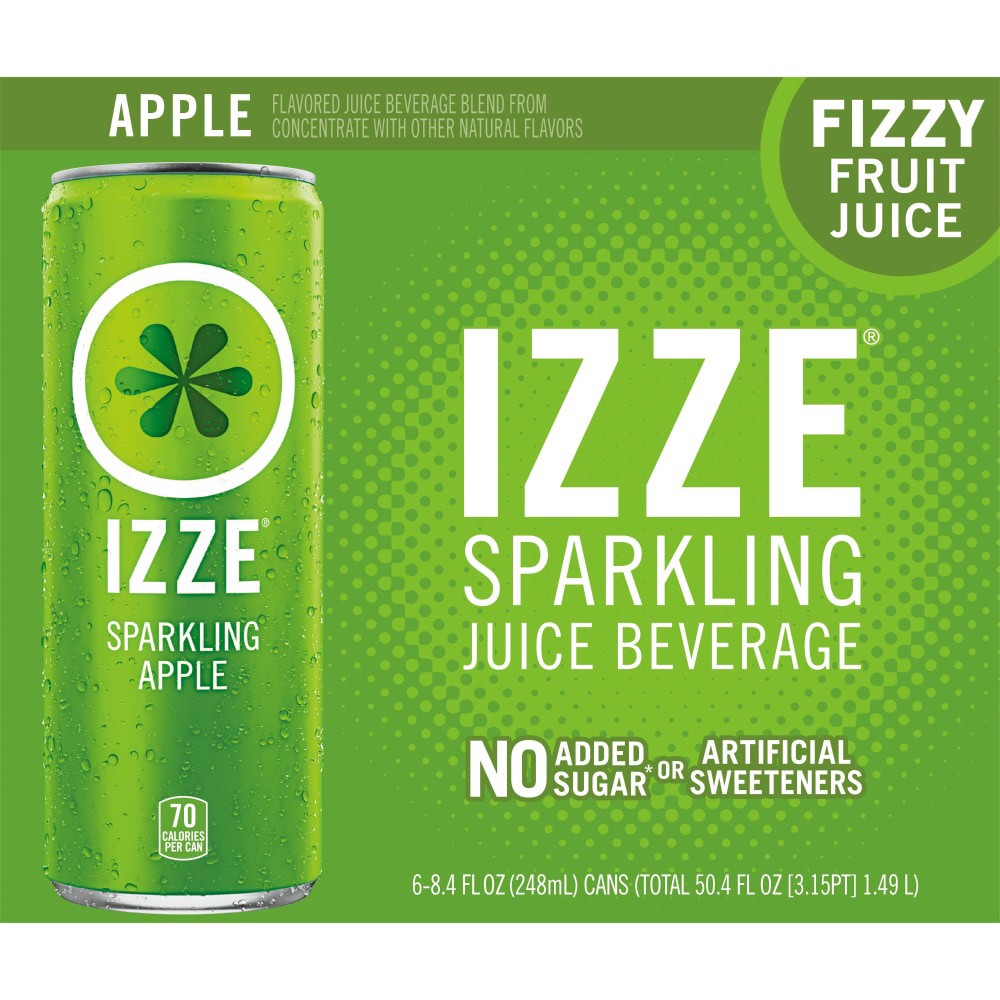 slide 3 of 3, IZZE Sparkling Juice Flavored Beverage Apple 8.4 Fl Oz 6 Count, 6 ct; 8.4 oz