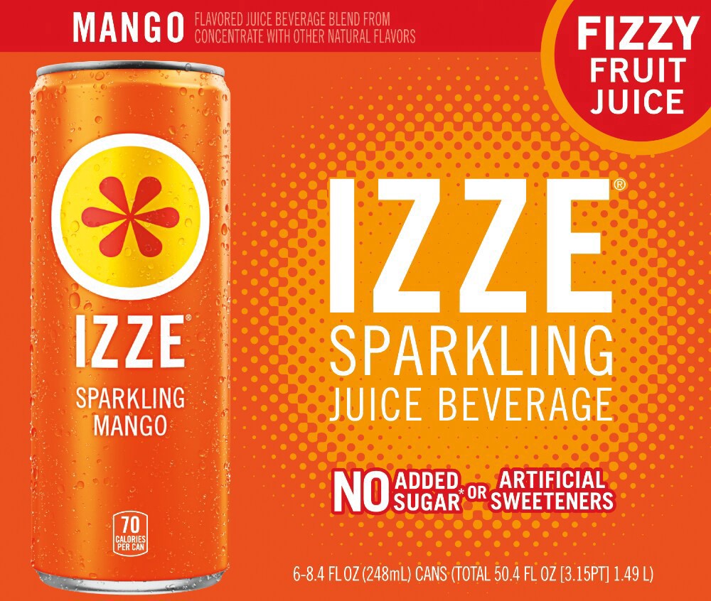 slide 1 of 1, Izze Sparkling Mango Flavored Juice Beverage 6 - 8.4 fl oz Cans, 6 ct