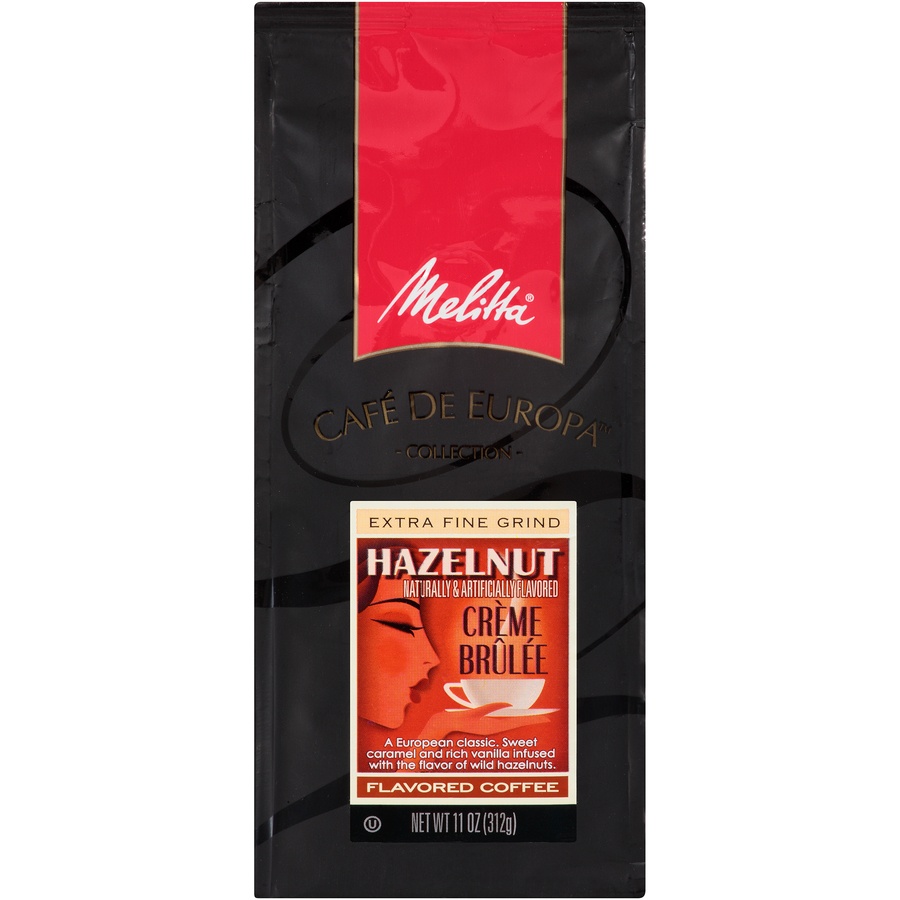 slide 1 of 1, Melitta Cafe de Europa Hazelnut Creme Brulee Flavored Ground Coffee, 11 oz