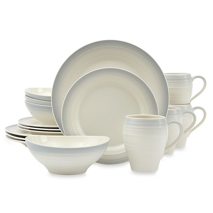 slide 1 of 1, Mikasa Swirl Ombre Dinnerware Set - Grey, 16 ct