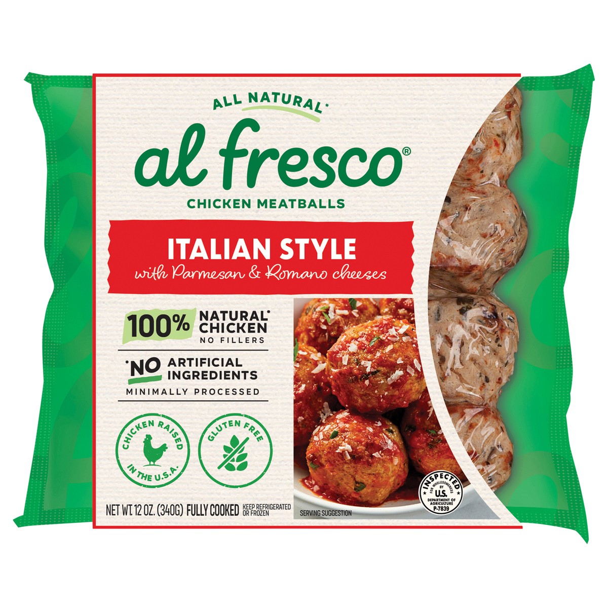 slide 1 of 5, Al Fresco Italian Style Chicken Meatballs, 12 oz, 12 oz
