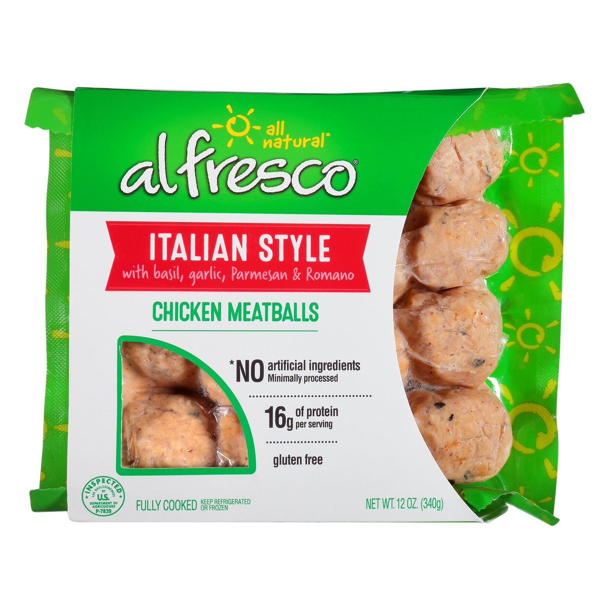 slide 1 of 1, Al Fresco Italian Style Chicken Fully Cooked Meatballs, 12 oz
