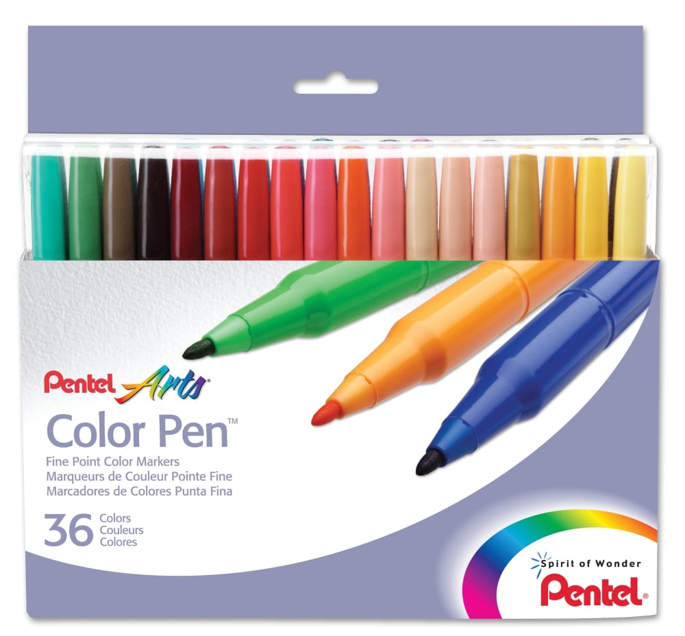 36-Count Felt Tip Pens, Assorted Colors