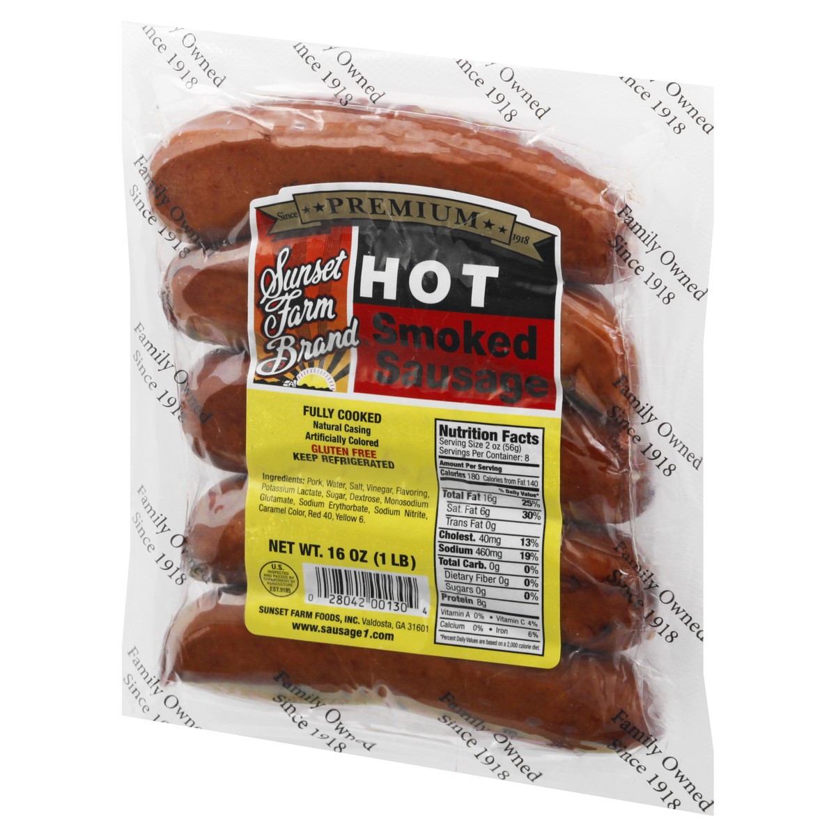 slide 3 of 13, Sunset Farm Brand Hot Smoked Sausage 16 oz, 16 oz