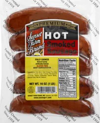 Sunset Farm Brand Hot Smoked Sausage 16 oz