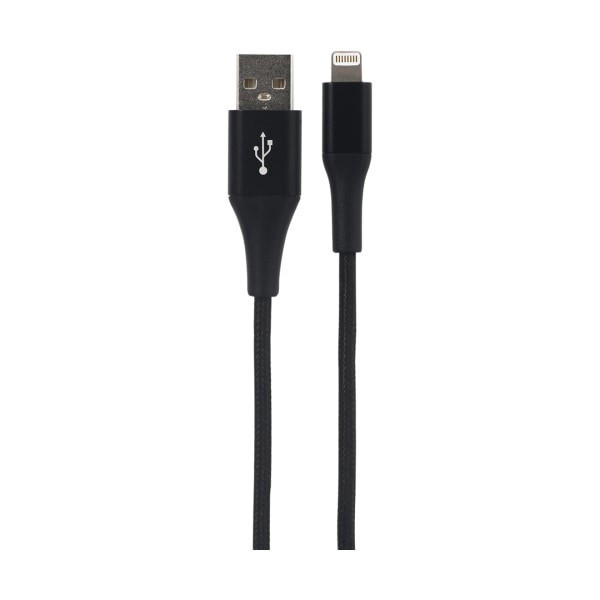 slide 4 of 4, Ativa Usb-Type-A-To-Lightning Braided Aluminum Charge And Sync Cable, 3', Black, 45843, 1 ct