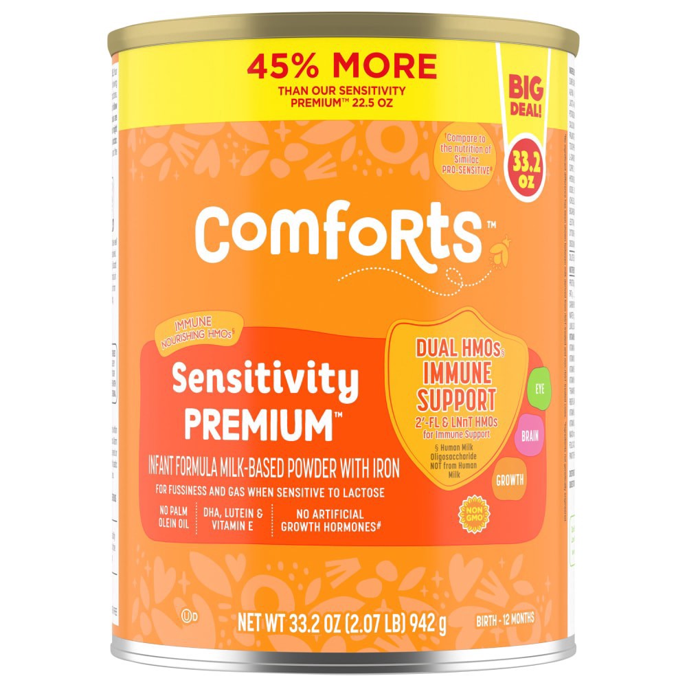 slide 2 of 5, Comforts Sensitivity Premium Infant Formula Milk Based Powder Value Size, 33.2 oz