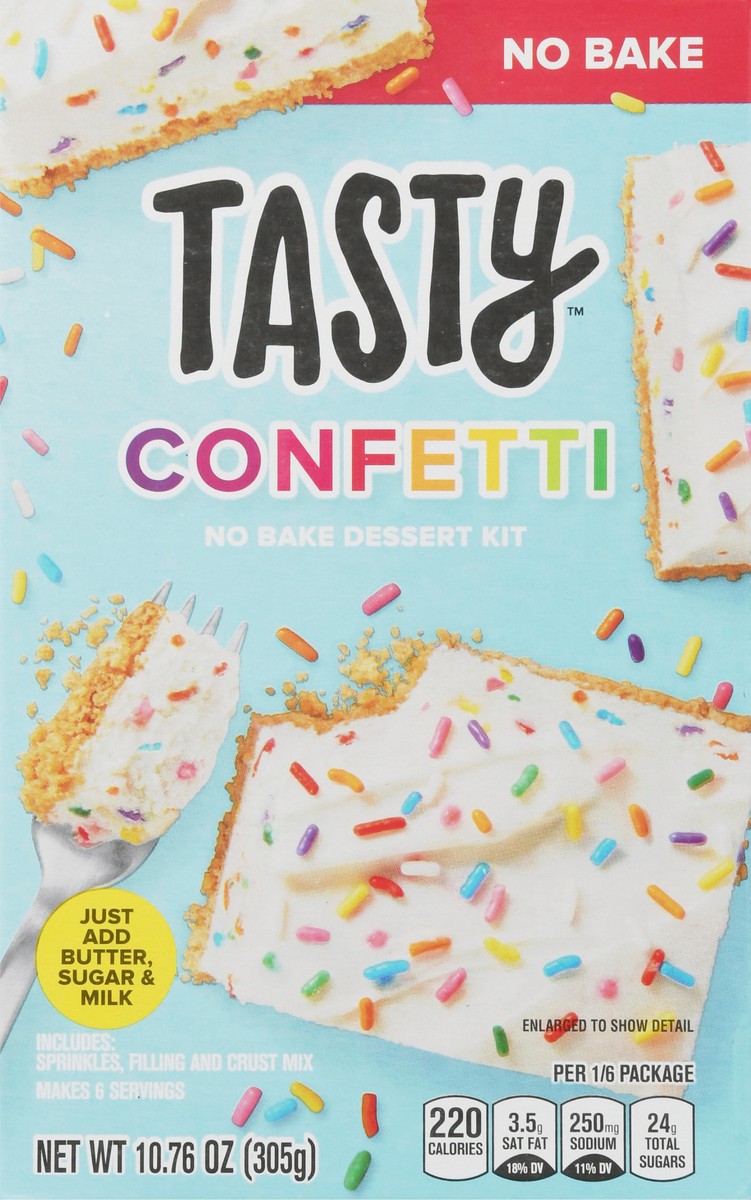 slide 5 of 10, Tasty Confetti Easy No Bake Vanilla Cake Mix, 10.76 oz. box, 10.76 oz