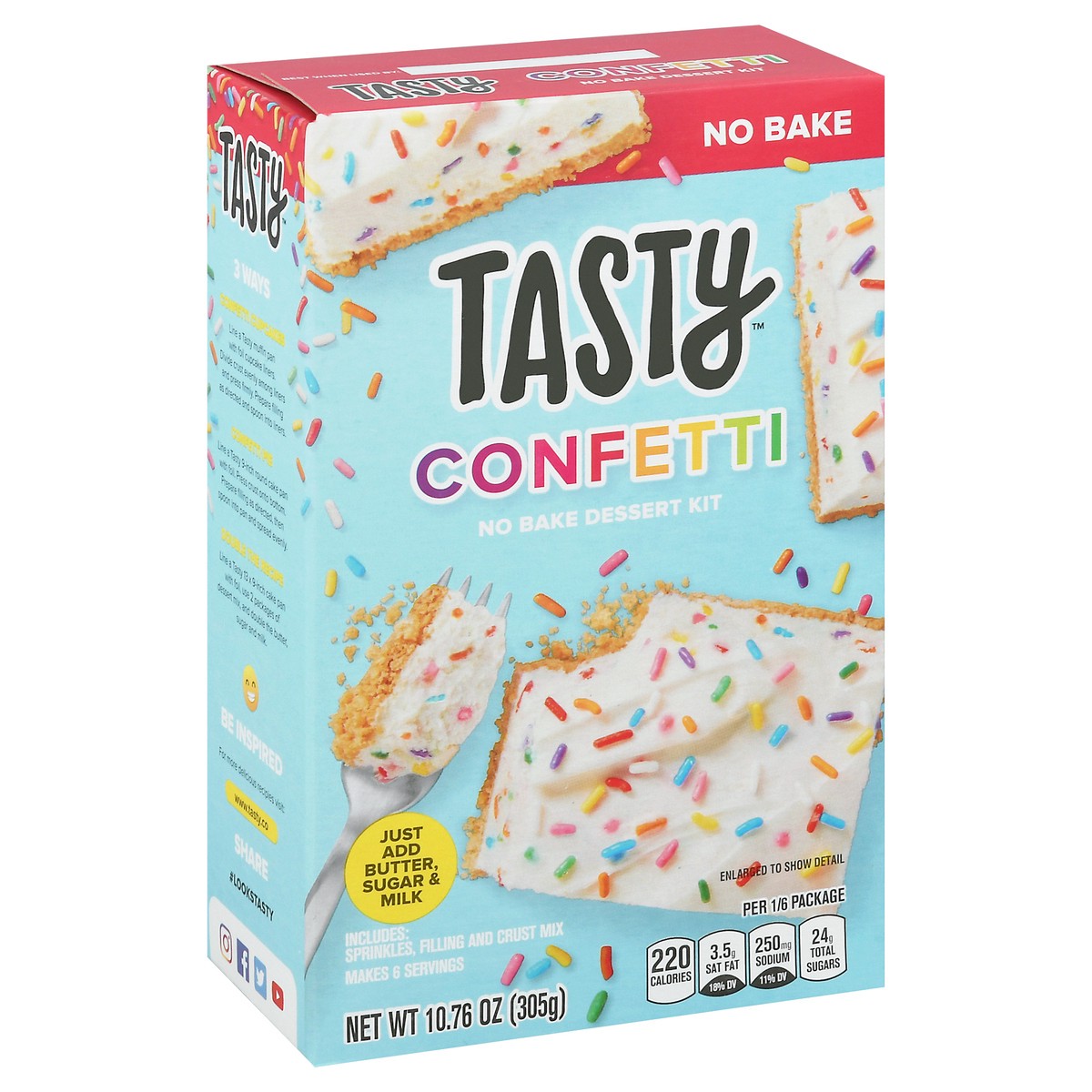 slide 10 of 10, Tasty Confetti Easy No Bake Vanilla Cake Mix, 10.76 oz. box, 10.76 oz