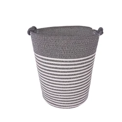 Havenstay Large Cotton Rope Hamper Bin, Gray/White