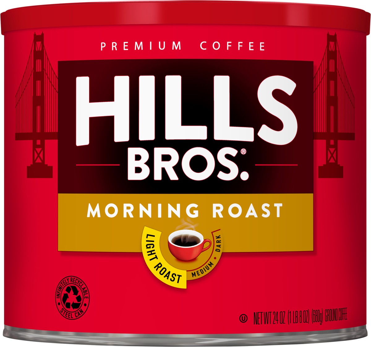 slide 4 of 7, Hills Bros. Hills Brothers Morning Roast Ground Coffee - 24 oz, 24 oz