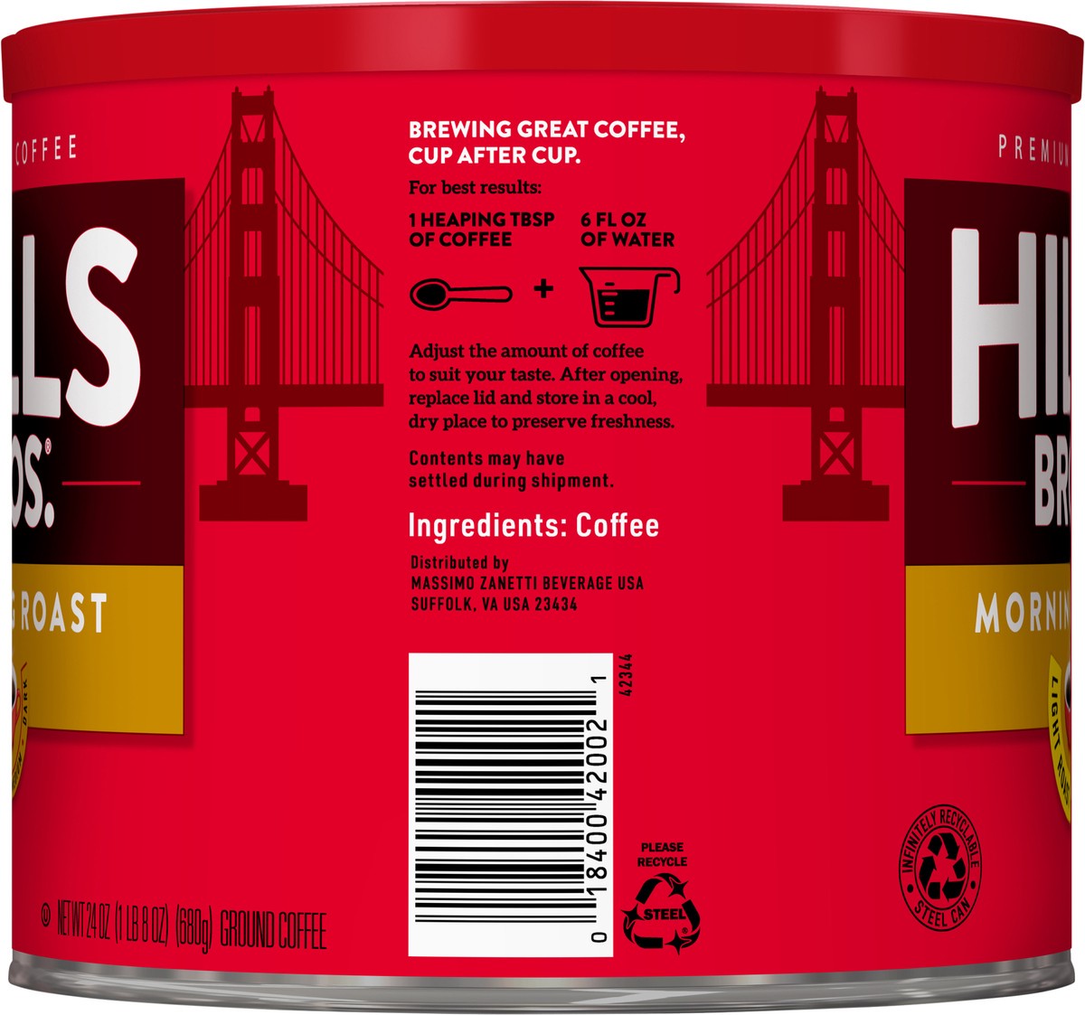 slide 2 of 7, Hills Bros. Hills Brothers Morning Roast Ground Coffee - 24 oz, 24 oz