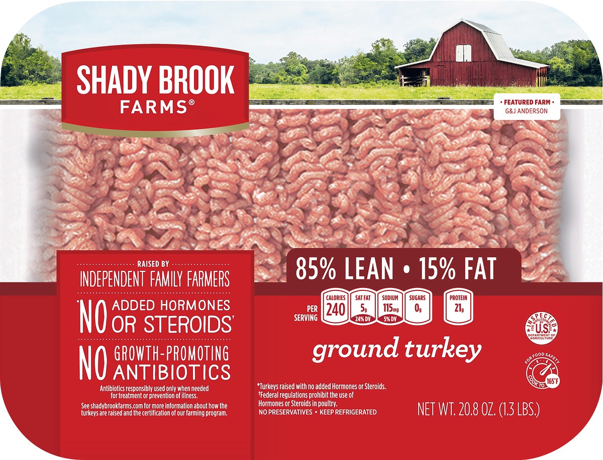 slide 4 of 5, Shady Brook Farms Turkey, Ground, 85% Lean/15% Fat, 20.8 oz