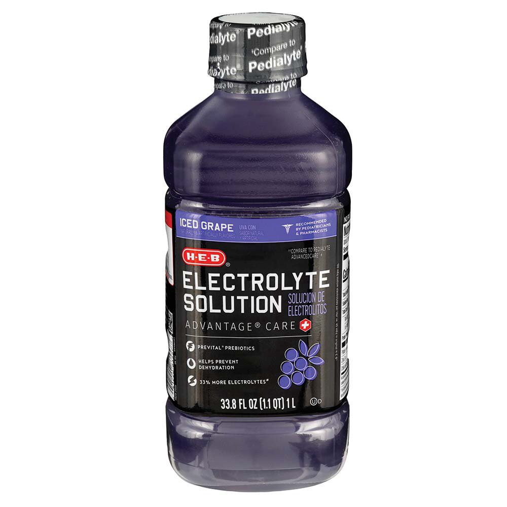 slide 1 of 1, H-E-B Electrolyte Solution Iced Grape, 1 liter