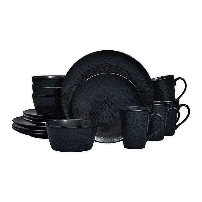 slide 1 of 1, Noritake Black on Black Snow Coupe16-Piece Dinnerware Set, 1 ct