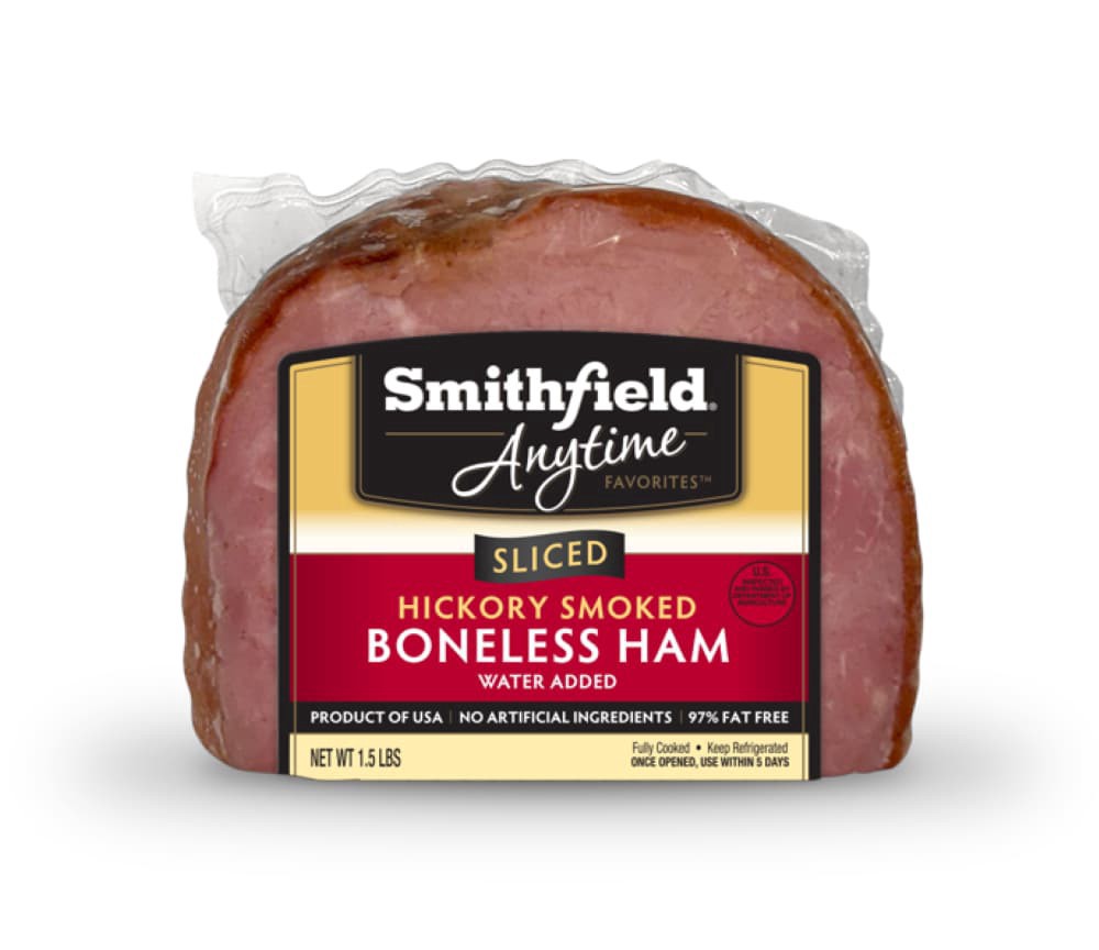 slide 1 of 1, Smithfield Anytime Favorites Sliced Hickory Boneless Ham, 1.5lbs, 1.5 lb