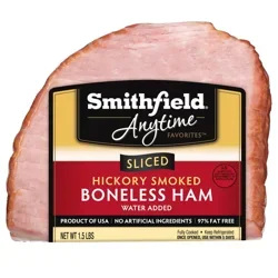Smithfield Anytime Favorites Sliced Hickory Boneless Ham, 1.5 lb