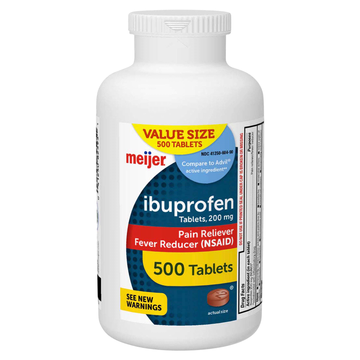 slide 1 of 3, Meijer Ibuprofen Tablets USP, Pain Reliever/Fever Reducer, 200 mg, 500 ct