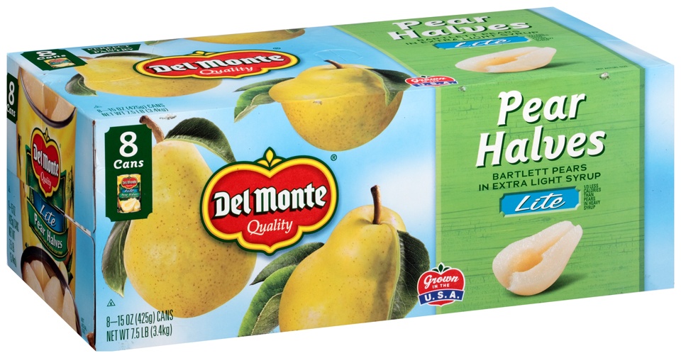 slide 1 of 1, Del Monte Light Pear Halves, 8 ct