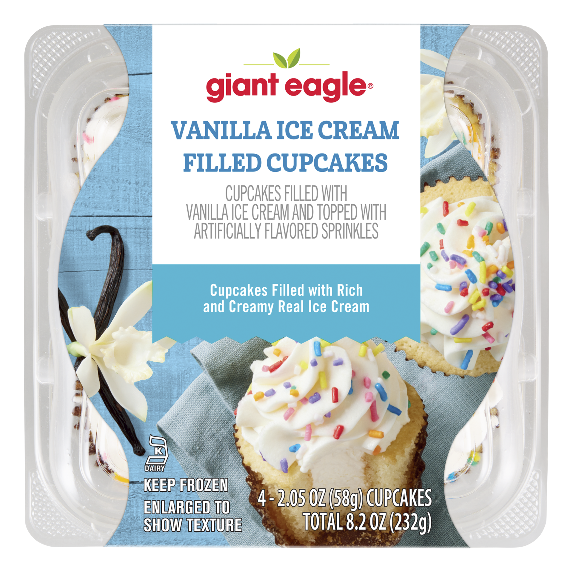 slide 1 of 1, Giant Eagle Ice Cream Filled Cupcake Vanilla, 8.47 oz