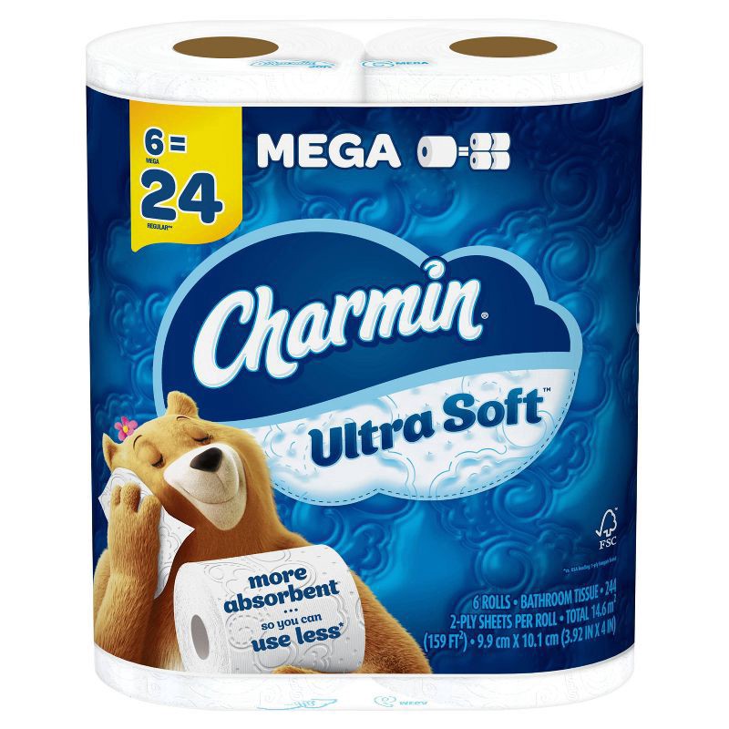 slide 1 of 9, Charmin Soft Mega Roll, 6 ct