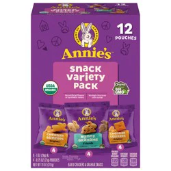 Annie's Organic Variety Pack, Cheddar Bunnies, Bunny Grahams and Cheddar Squares, 12 Pouches, 11 oz