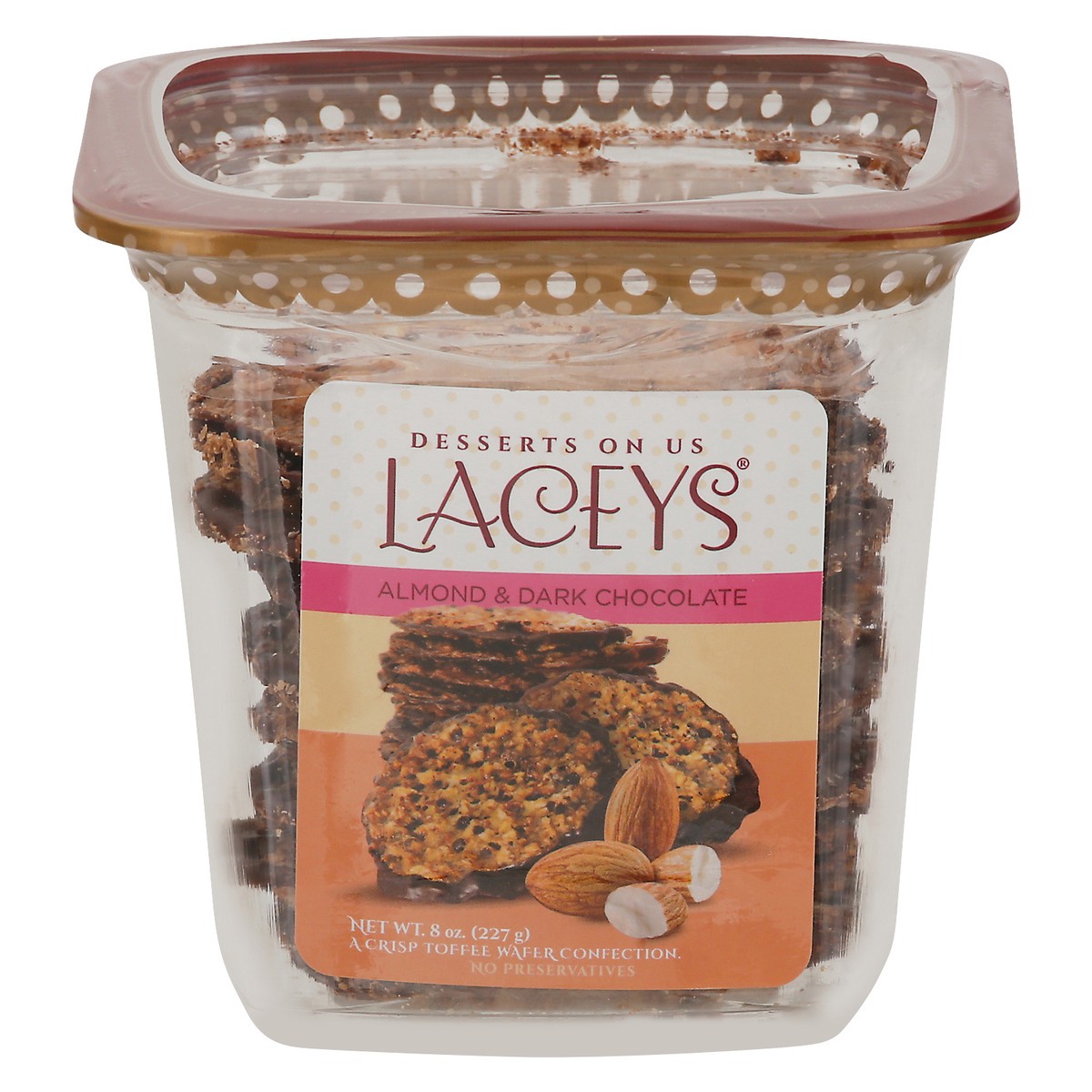 slide 1 of 9, Laceys Almond & Dark Chocolate Wafer 8 oz, 8 oz