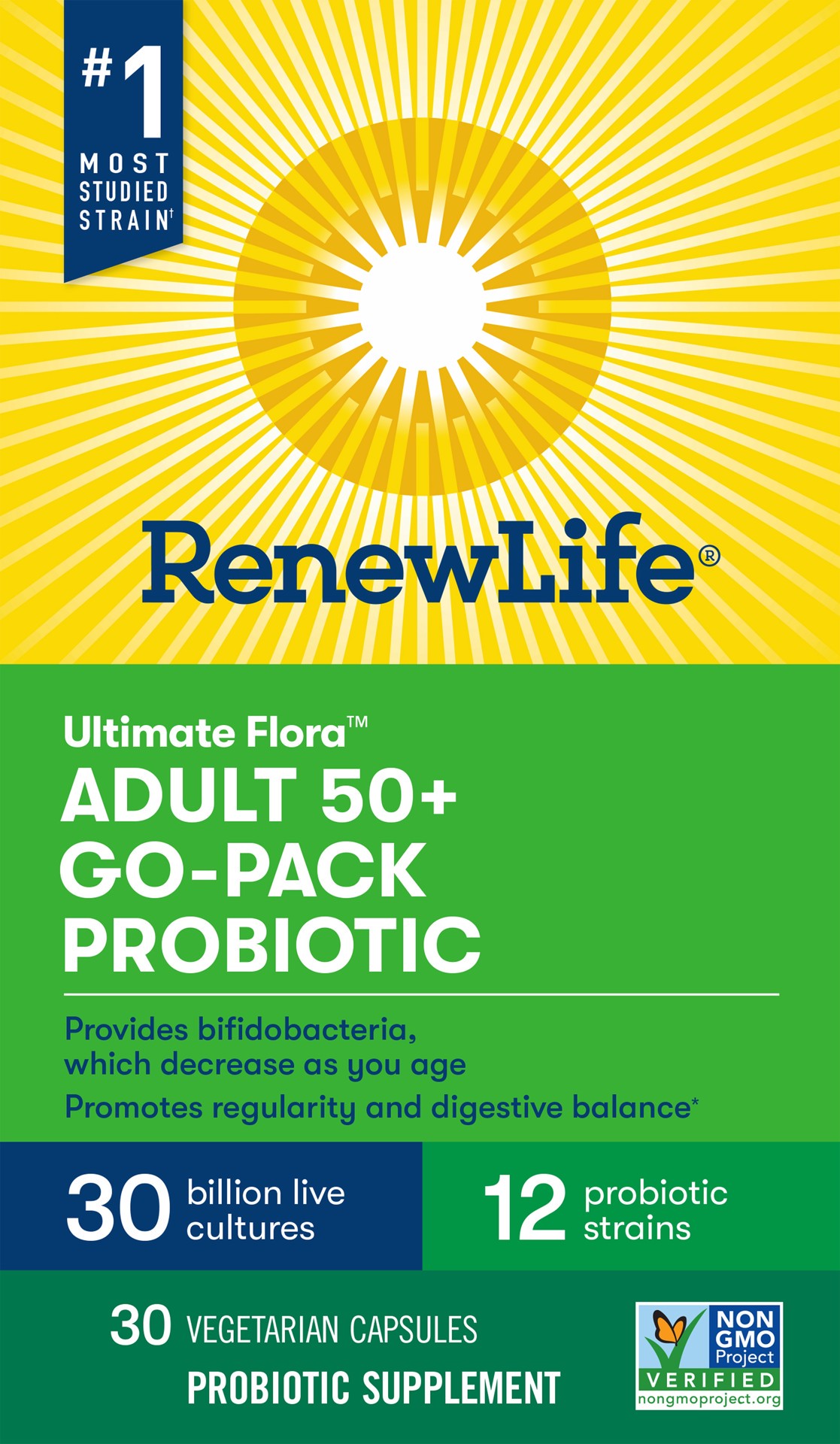 slide 1 of 5, Renew Life Ultimate Flora™ Adult 50 Plus Go-Pack Probiotic, 30 Billion CFU, 30 Capsules, 30 ct