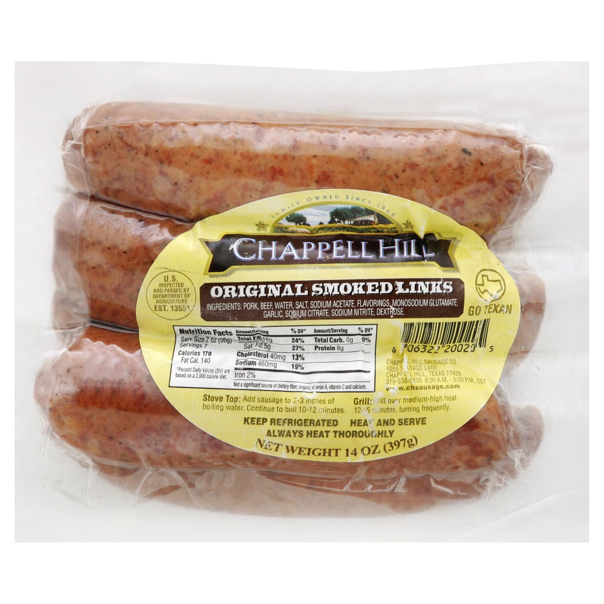 slide 5 of 5, Chappell Hill Smoked Links 14 oz, 14 oz