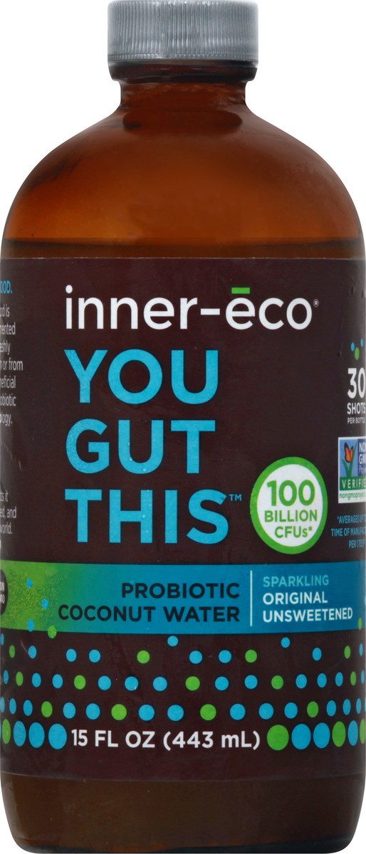 slide 7 of 13, Inner Eco Unsweetened Sparkling Original Probiotic Coconut Water 15 oz, 15 oz