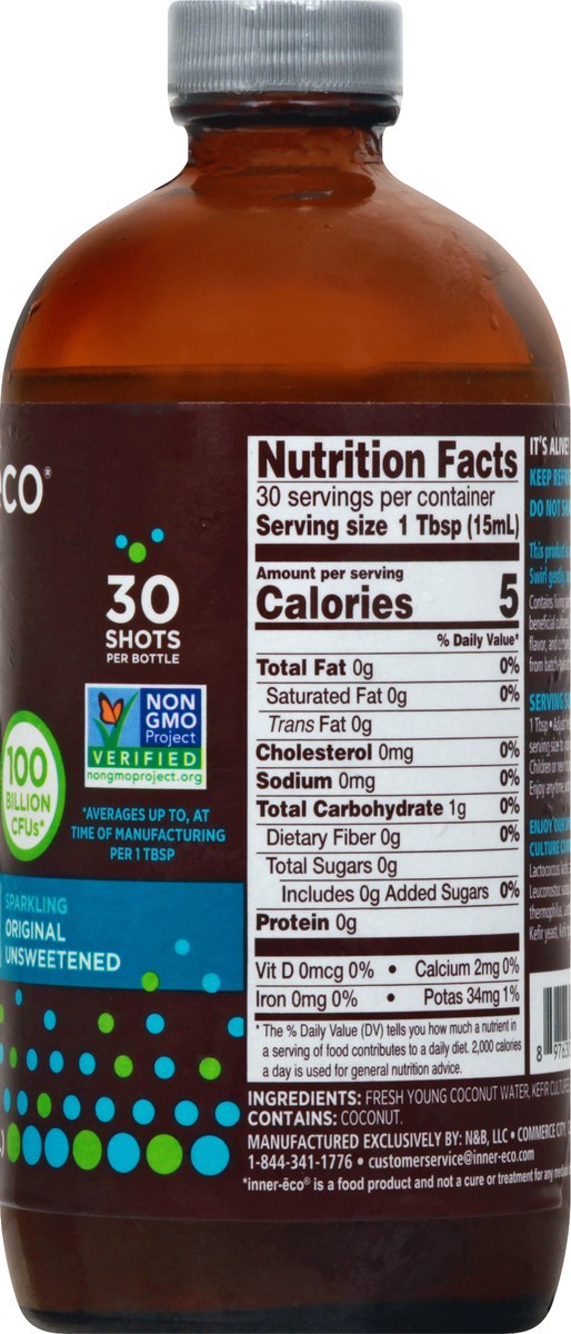 slide 6 of 13, Inner Eco Unsweetened Sparkling Original Probiotic Coconut Water 15 oz, 15 oz