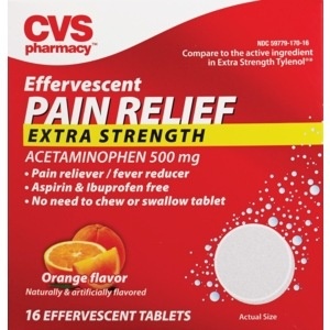 slide 1 of 1, CVS Health Effervescent Pain Relief Tablets Orange Flavor, 16ct, 16 ct