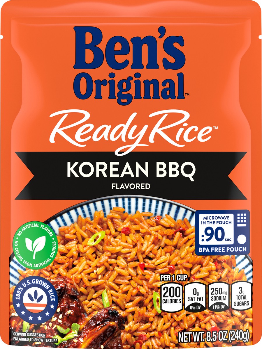 slide 1 of 3, BEN'S ORIGINAL Ready Rice Korean BBQ Flavored Rice, Easy Dinner Side, 8.5 OZ Pouch, 8.5 oz