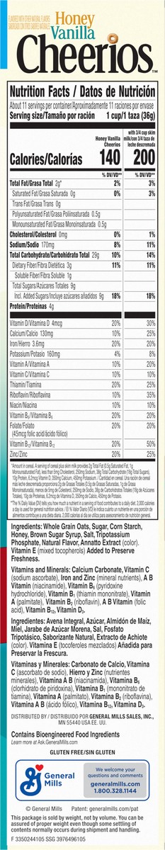 slide 8 of 14, Cheerios Honey Vanilla Cheerios Gluten-Free Breakfast Cereal, 14.3 oz