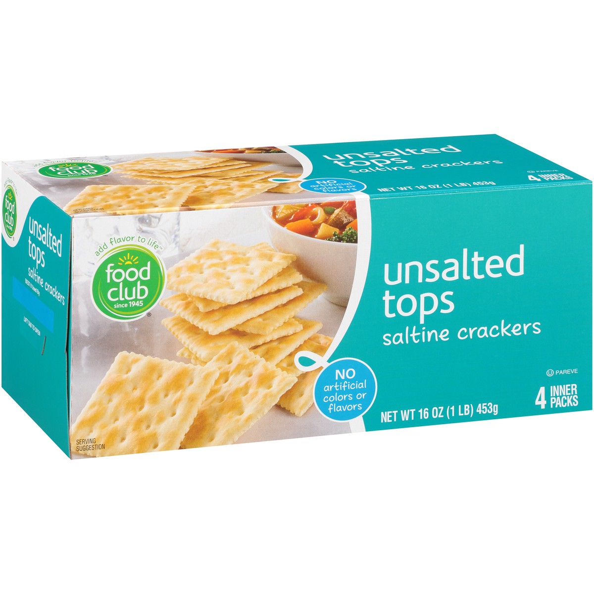 slide 2 of 10, Food Club Unsalted Tops Saltine Crackers, 16 oz