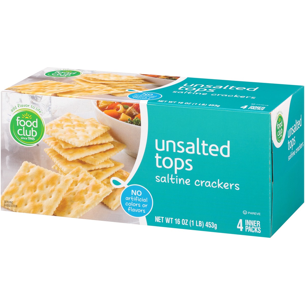 slide 3 of 10, Food Club Unsalted Tops Saltine Crackers, 16 oz