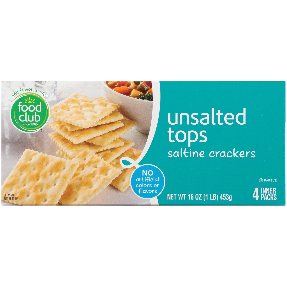 slide 9 of 10, Food Club Unsalted Tops Saltine Crackers, 16 oz