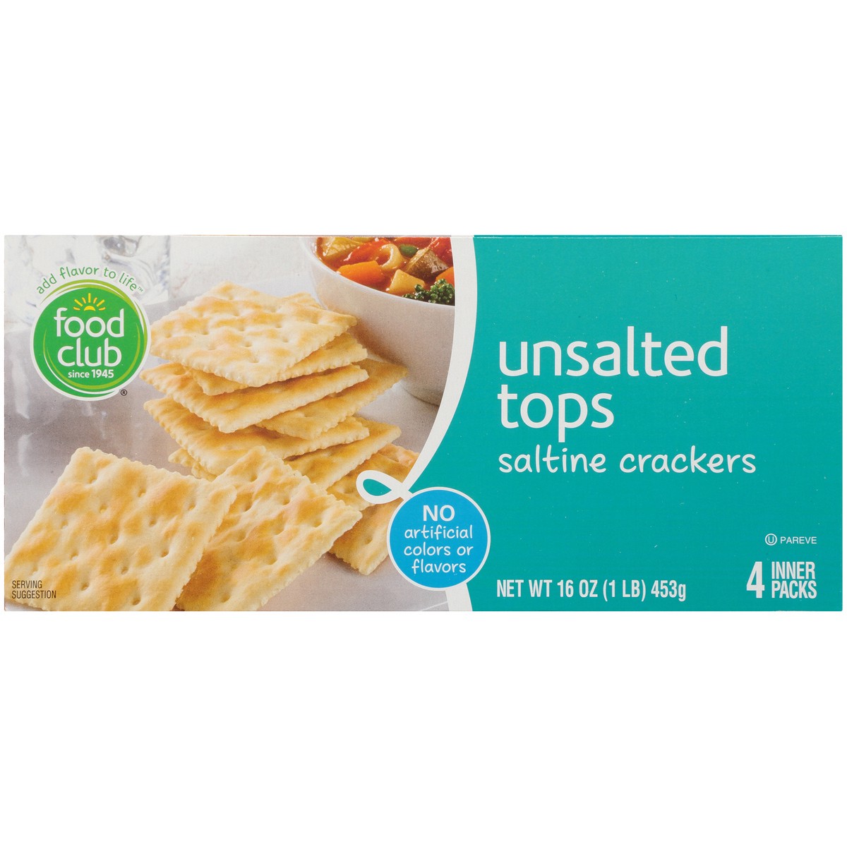 slide 10 of 10, Food Club Unsalted Tops Saltine Crackers, 16 oz