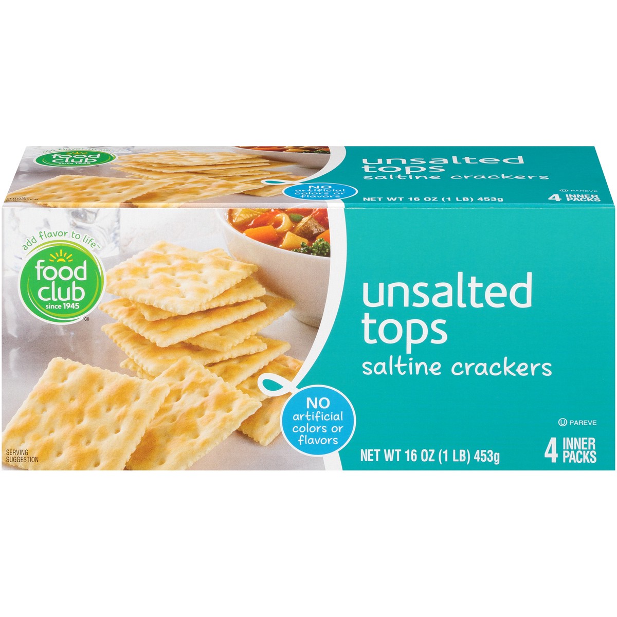 slide 1 of 10, Food Club Unsalted Tops Saltine Crackers, 16 oz