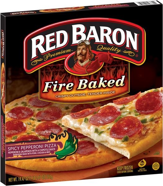 slide 1 of 1, Red Baron Pizza Firebaked Spicy Pepperoni, 19.47 oz