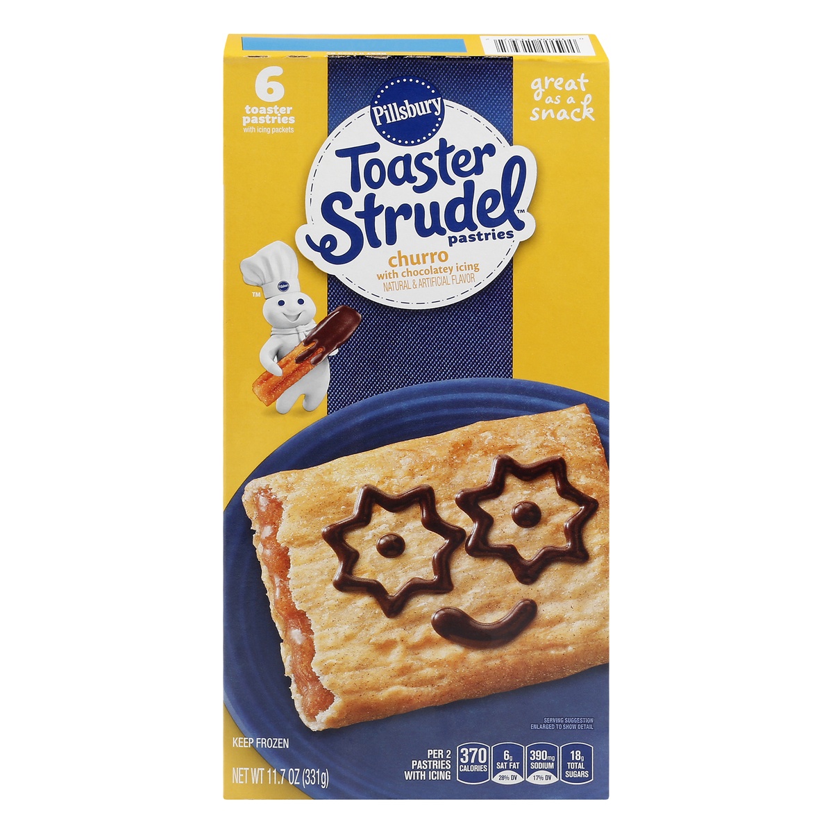 slide 1 of 1, Pillsbury Toaster Strudel Churro Pastries, 6 ct