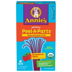 Annie's Organic Peel-A-Parts Fruit Flavored Snacks, Strawberry Splits, Gluten Free, 6 Count, 3.3 oz