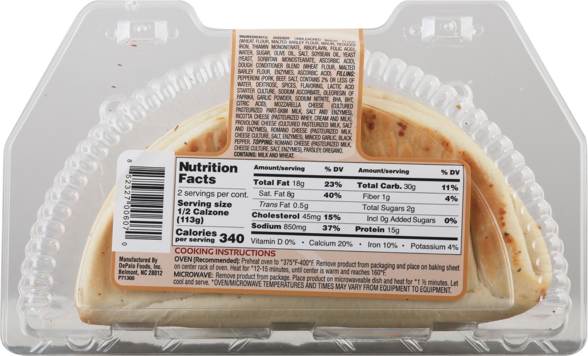 slide 10 of 13, DePalo Foods Pepperoni & Cheese Calzone 8 oz, 8 oz