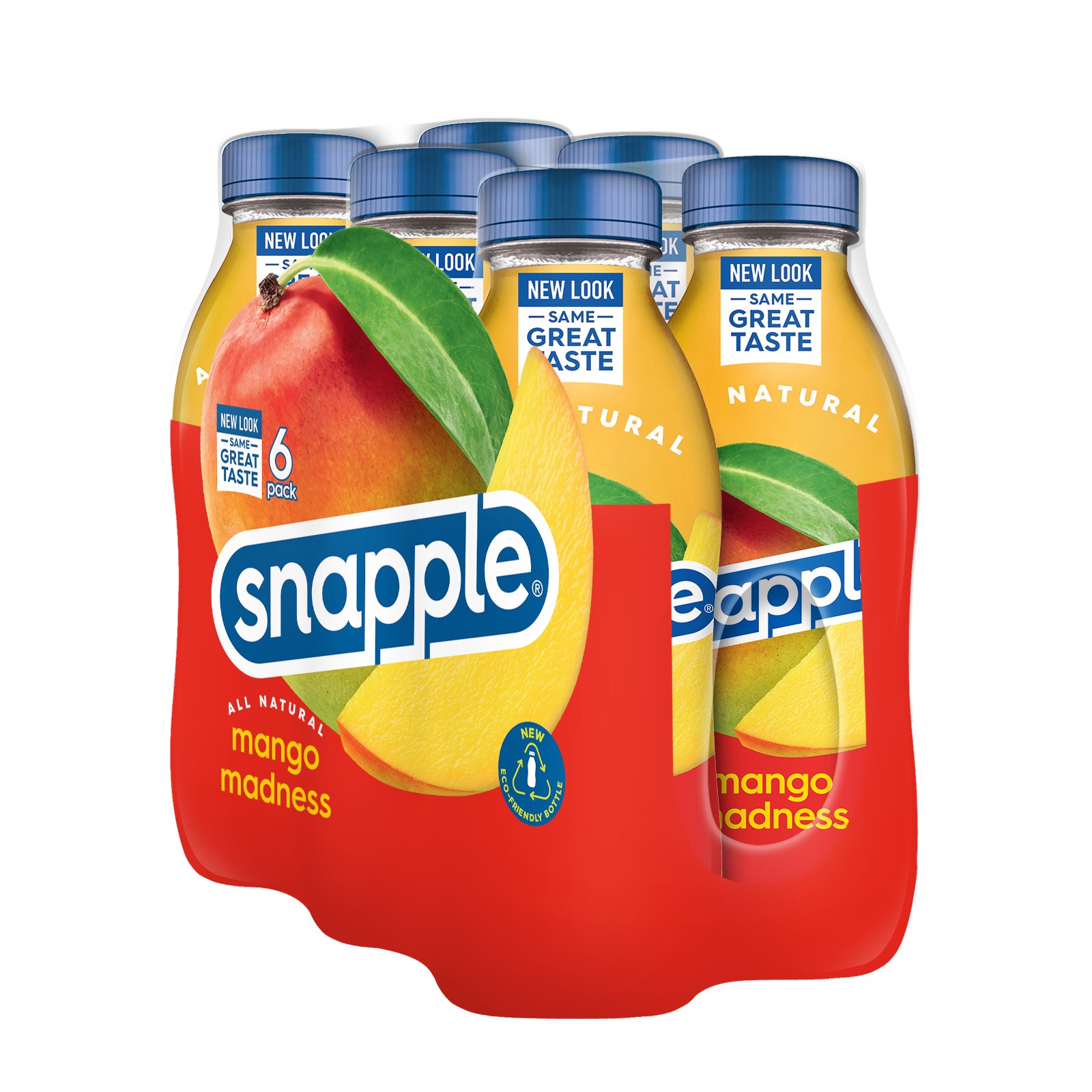 slide 5 of 5, Snapple Mango Madness Flavored Juice Drink, 16 fl oz recycled plastic bottle, 6 pack - 6 ct, 6 ct